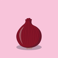 Cartoon depiction of an isolated red onion in vector form