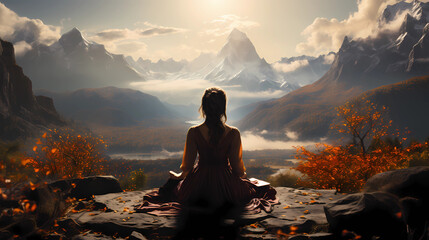 a person meditating amidst the mountains