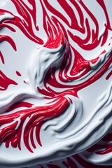 Acrylic paint wallpaper, red and white background.