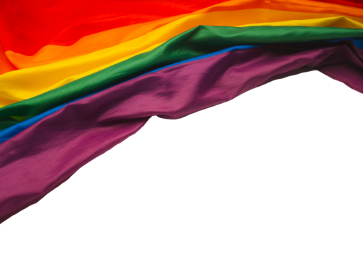Part of the rainbow flag or LGBTQ flag is on a transparent background. Pride month