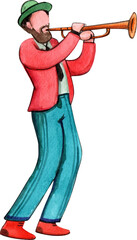 Music watercolor png element,intrument,character