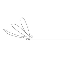 Continuous one line drawing of cute dragonfly for company logo identity. Isolated on white background vector illustration. Pro vector.