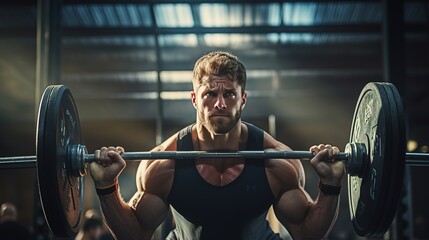 Fototapeta na wymiar professional athlete lifting weights in gym, Generative AI