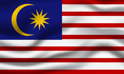 Malaysia national flag 3d waving banner  background