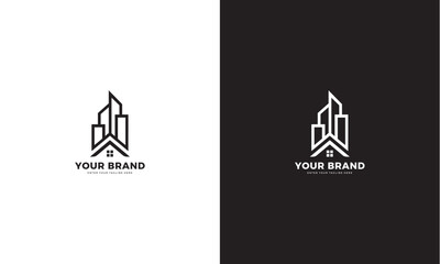 building logo and property business, minimalist line art style. vector graphic design