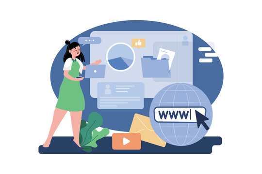 Female marketing employee working on digital marketing