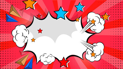 Colorful comic cartoon style frame border background with callout star halftone and contrast color combination