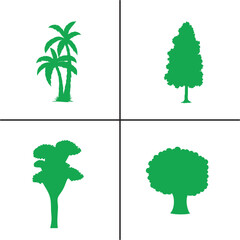 FLAT DESIGN TREE SILHOUETTE SET


