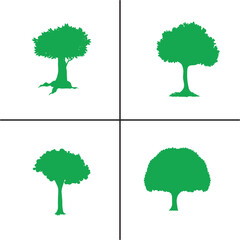 FLAT DESIGN TREE SILHOUETTE SET



