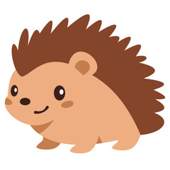 Flat vector illustration. Cute forest hedgehog. Child illustration on white background . Vector illustration