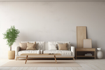 Minimalist modern living room interior background, Scandinavian style