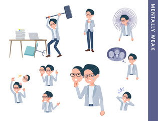 精神的に弱っているプログラマエンジニア男性のセット