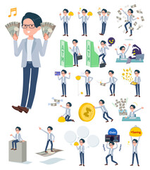 お金や経済に関するプログラマエンジニア男性のセット