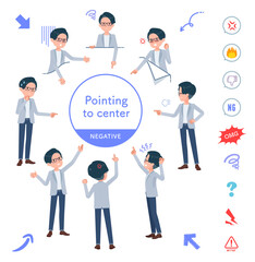 色々な方向を指差すプログラマエンジニア男性のセット