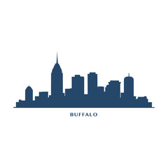 USA United States of America Buffalo city modern landscape skyline logo. Panorama vector flat US New York state icon with abstract shapes of landmarks, skyscraper, panorama, buildings