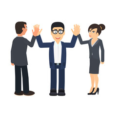 Colleagues business victory. Successful business transaction, vector illustration