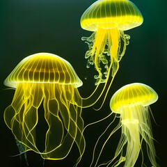 Jellyfish 3d underwater illustration 