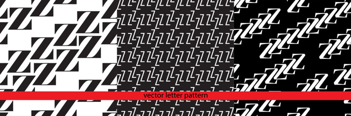 A set of vector lettering black and white geometric patterns. Black and white font patterns. Geometric pattern. Letter pattern. Basic vector geometric pattern.