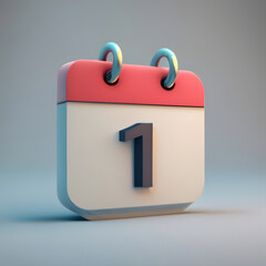 Calendar date 3d icon. 1st day of the month icon. Event schedule date. Agenda plan. Time planner. 1st day day reminder.  Meeting appointment time. Vector