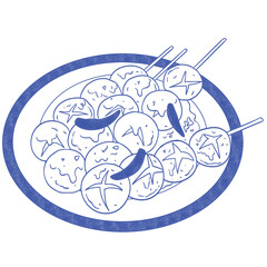 Grilled pork balls hand drawn