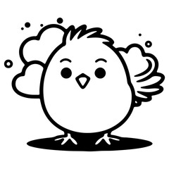 Cute bird with cloud outline vecter illustration