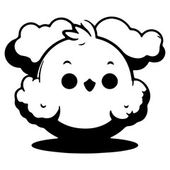 Cute bird with cloud outline vecter illustration