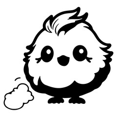 Cute bird with cloud outline vecter illustration
