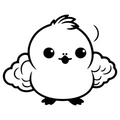 Cute bird with cloud outline vecter illustration
