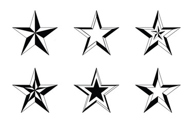 Set of silhouette stars, vector illustration isolated on a white background