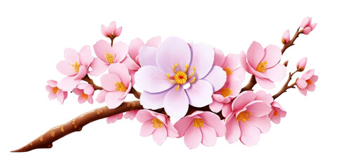 Pink cherry blossom on transparent background.