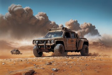  砂漠と車と砂嵐６