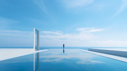 Fotobehang Blue horizon stretching off to infinity background © Cedar
