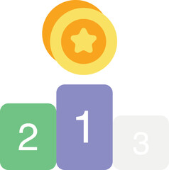 win podium color outline icon design style
