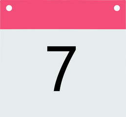 Header calendar pink bottom gray black number 7