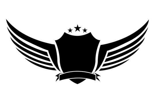 shiled ribbon and wings illustrator