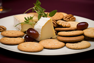 Cheese and Crackers, paired savory bites on a plate