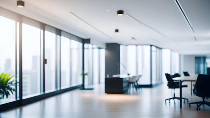  blurred background of a light modern office interior and panoramic windows