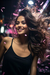 Fototapeta premium A very beautiful young woman in the night club.generative ai
