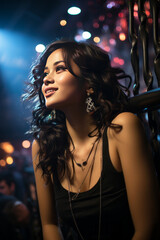 Naklejka premium A very beautiful young woman in the night club.generative ai