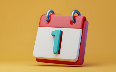 1st daily calendar isolated 3d render illustration