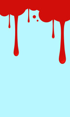 Background in light blue color with melted red paint