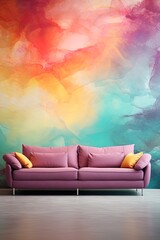 Stylish sofa in living room. Stylish colorful room. Abstract texture