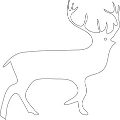 side view of deer, animal hand drawing, wild life illustration for christmas coloring