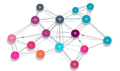 Photo of a vibrant network of interconnected circles in various colors