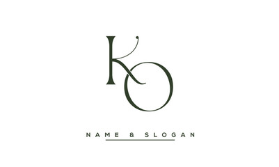 KO, OK,  K,  O  Abstract  Letters  Logo  Monogram - obrazy, fototapety, plakaty