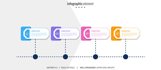 Timeline infographics design vector and Presentation business can be used for Business concept with 4 options, steps or processes, goal

