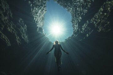 Freediver Gracefully Ascending To The Surface, Generative AI