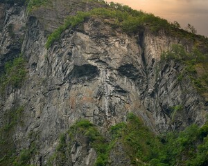 a view of the mountain with a human face