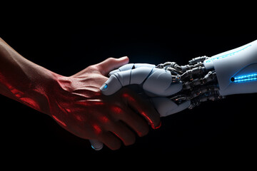 Person shaking hands with robot