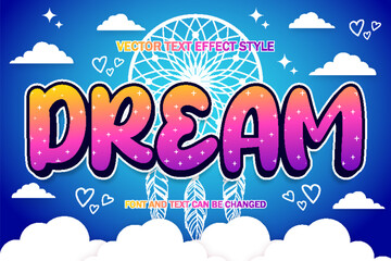dream night fantasy dreamcatcher typography editable text effect style template design background